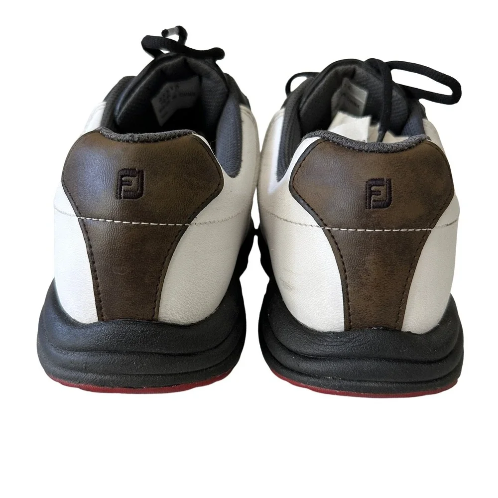 FootJoy GreenJoys Golf Shoes Mens 10‎ White Brown Good Spiked Saddle 45516